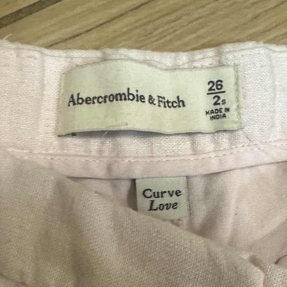 Abercrombie & Fitch Women's Light Pink Ankle Linen Pants - Picture 3 of 5